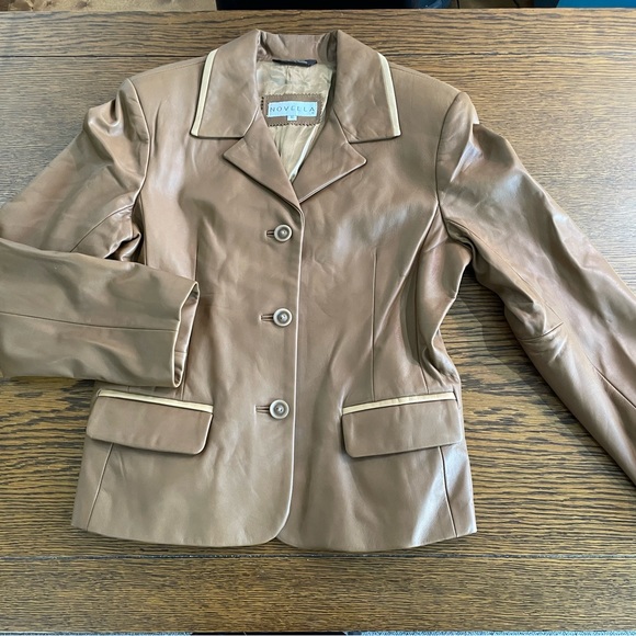 Soft Leather Blazer/Jacket SZ XL 2 Tone Tan - Picture 8 of 14
